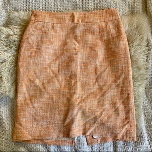 Banana Republic Orange and White Tweed Pencil Skirt